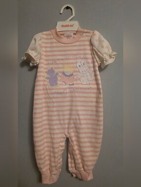 healthtex Pink Striped Baby One-Piece with Applique